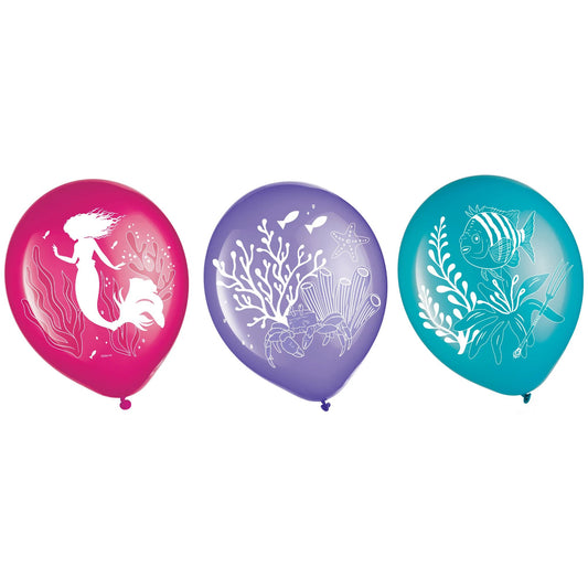 The Little Mermaid 12" Latex Balloons 6pc