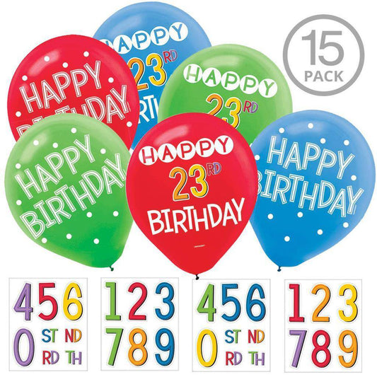 12" Add - Any Age Latex Balloons (15pc)