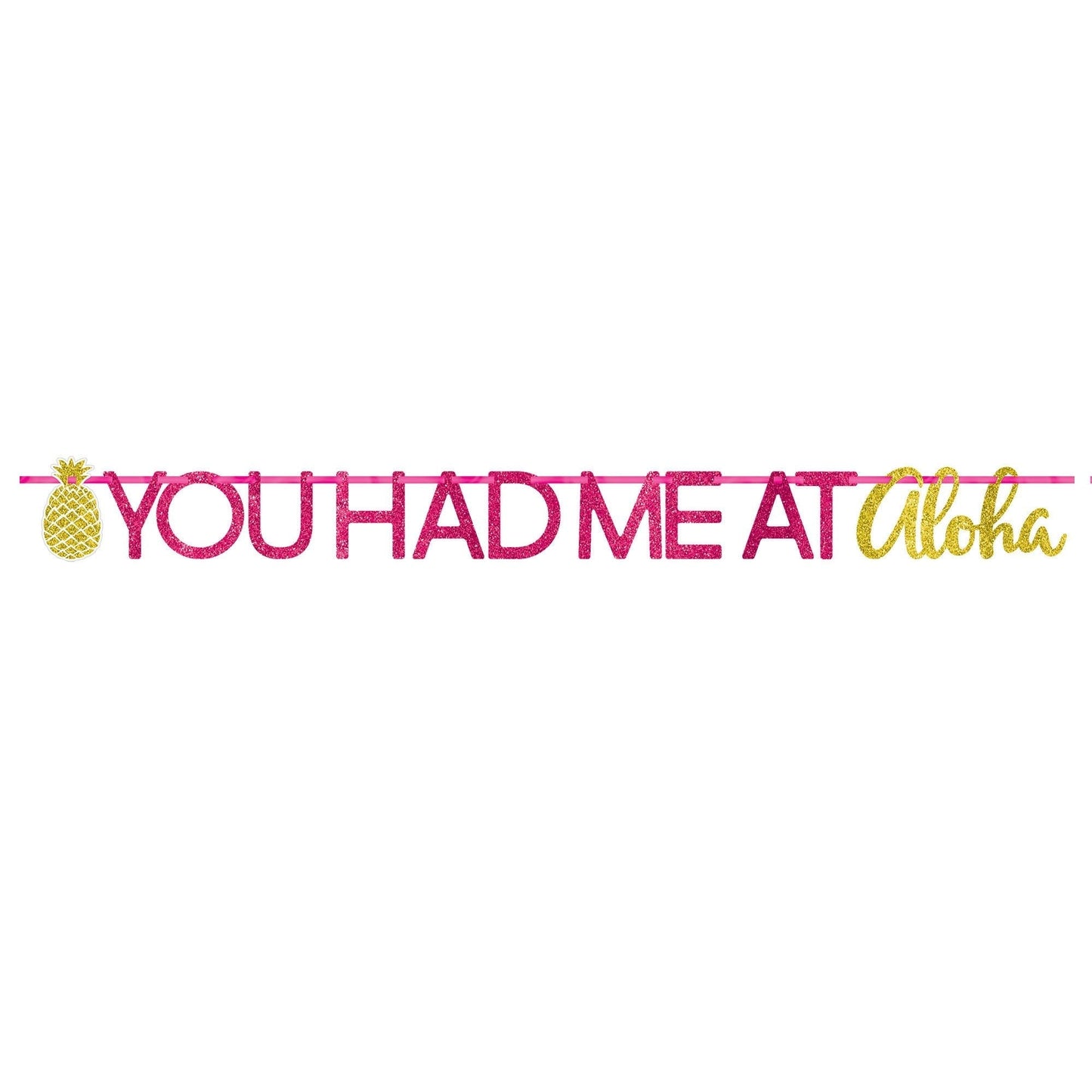 12' You Had Me At Aloha Glitter Ribbon Letter Banner