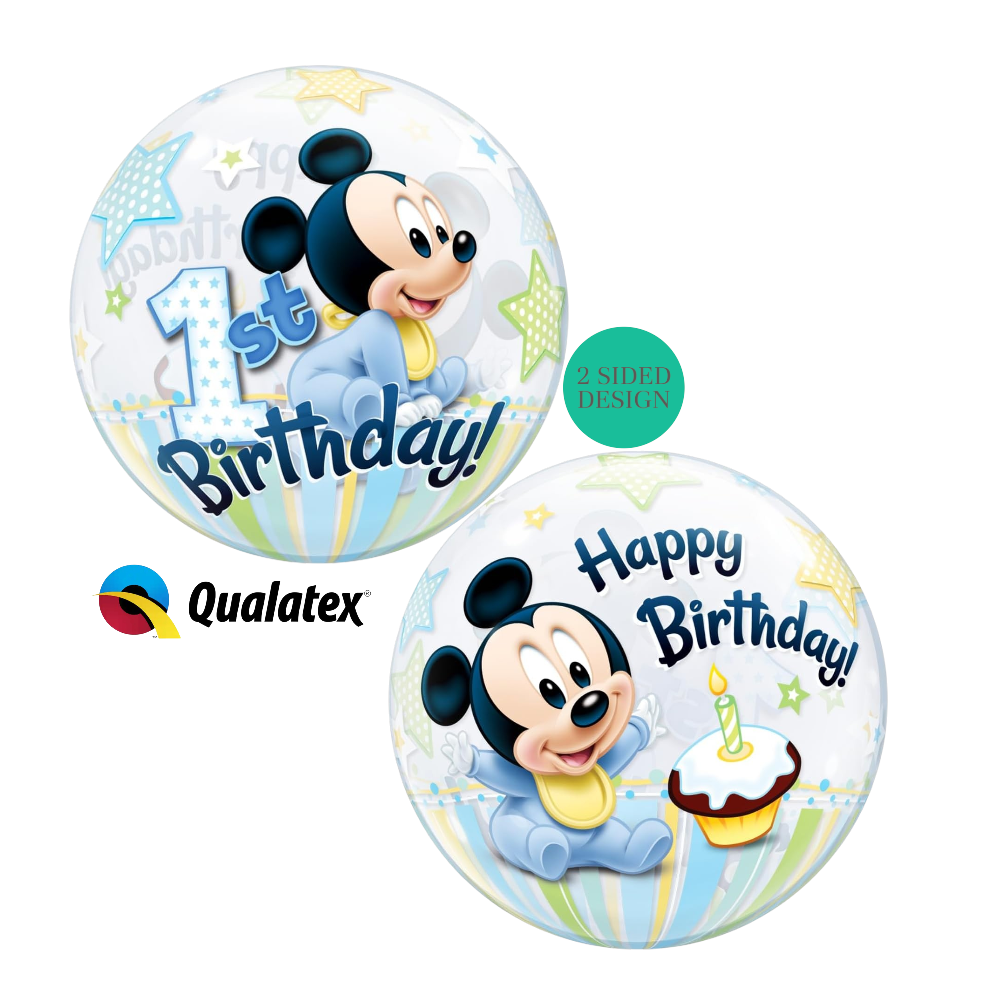 22" Bubble Balloon - Mickey Mouse 1st Birthday - Qualatex