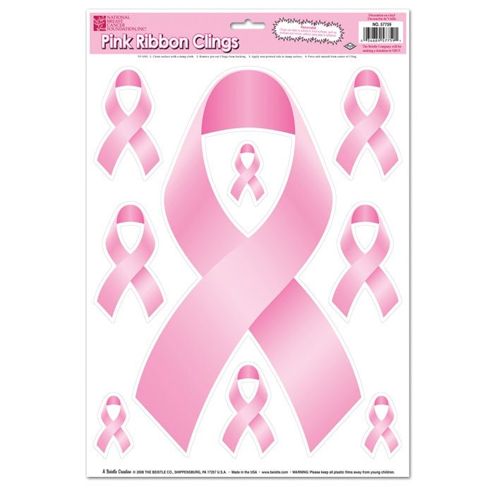 12in x17in Pink Ribbon Clings