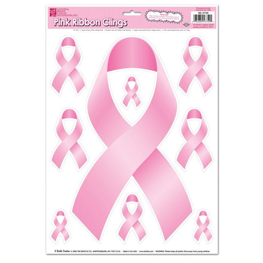 12in x17in Pink Ribbon Clings