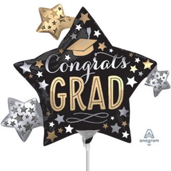 14" Satin Infused GRAD Stars - Mini Shape Foil Balloon - Air Fill Only - Pack of 10