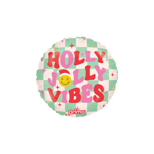 18" Round Holly Jolly Vibes Checker