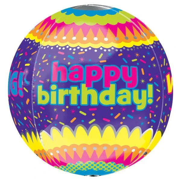 15" Orbz - Happy Birthday Confetti
