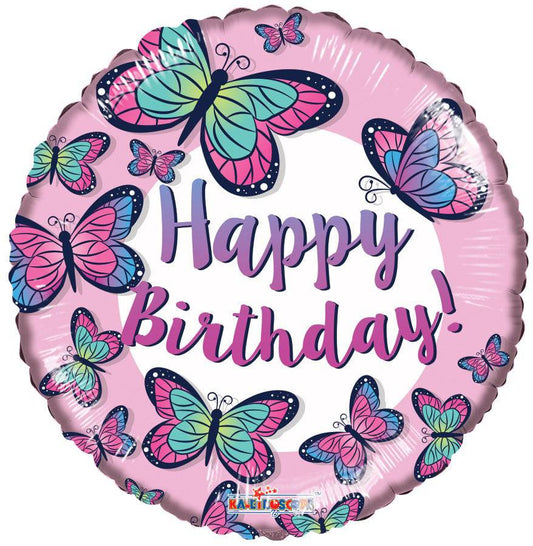 18" Happy Birthday - Butterflies (100ct) - Conver USA