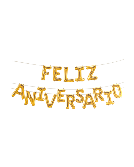 16" Balloon Banner Gold - Feliz Aniversario
