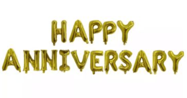 16" Balloon Banner - Happy Anniversary - Gold