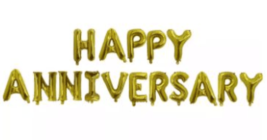16" Balloon Banner - Happy Anniversary - Gold