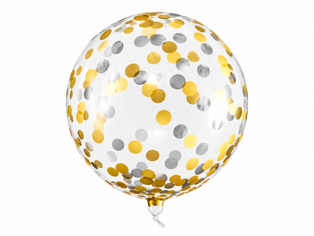 16" Clear Bobo Polka Dots - Gold & Silver