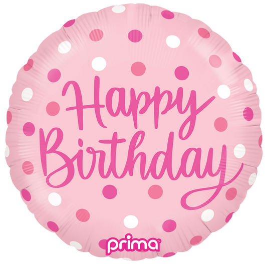 18" Birthday Pink Dots