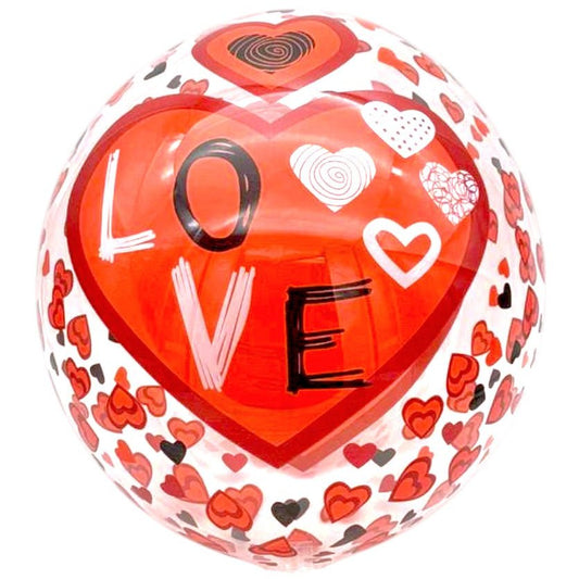 18" Bubble Balloon - Love Hearts Red - PPD