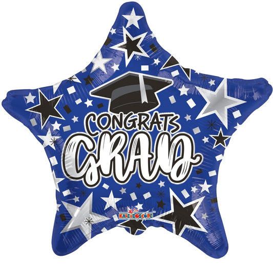 18" Congrats Grad Blue Star (100ct) - Conver USA