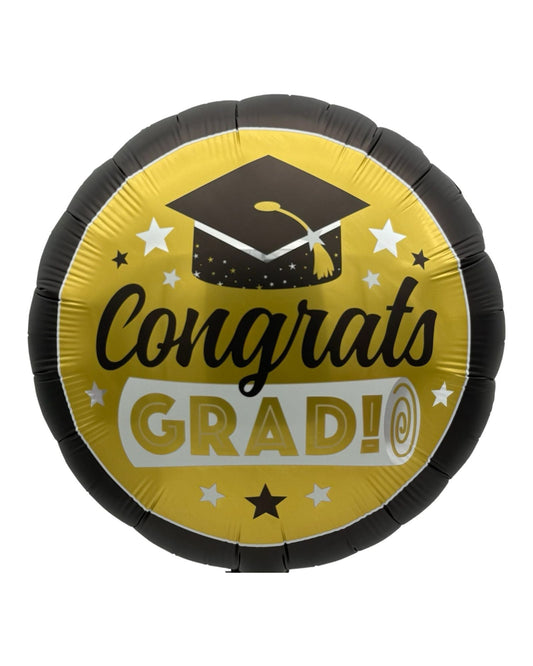 18" Congrats Grad Gold with Black Cap - 50ct - Party America