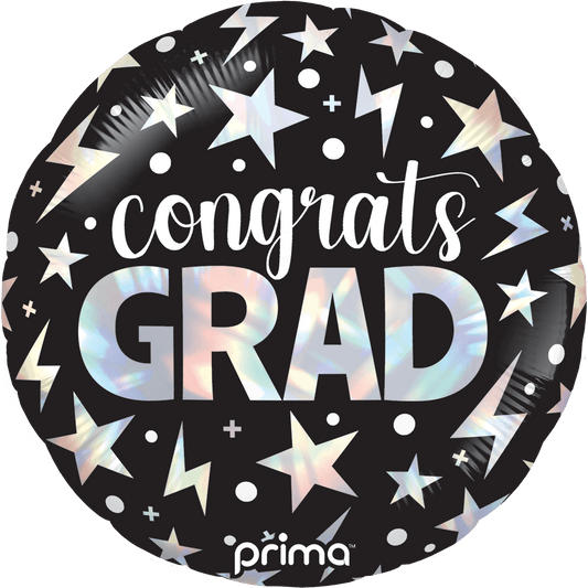 18" Congrats Grad Holographic Stars & Lightning Bolts