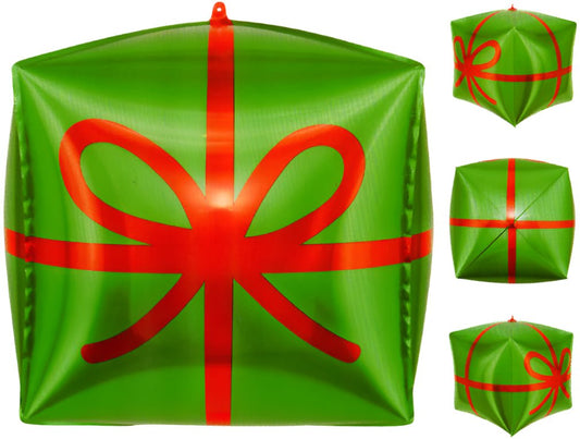 18" Cube - Green Christmas Present