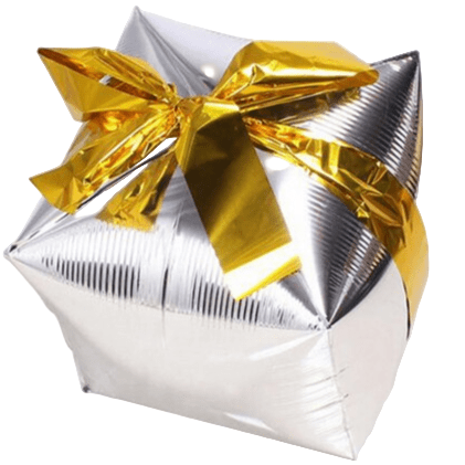 18" Cube - Silver Christmas Present
