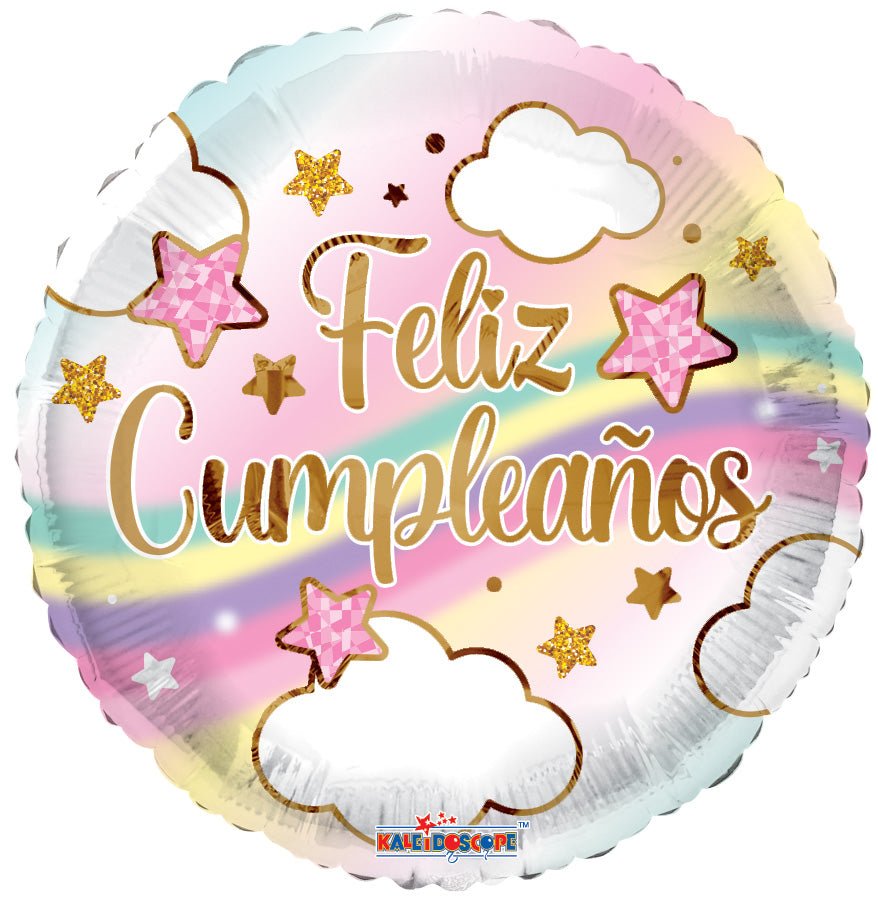 18" Feliz Cumpleanos - Clouds and Rainbows (100ct) - Conver USA
