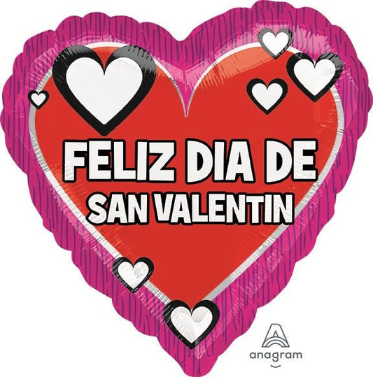 18" Feliz Dia De San Valentin Pink & Red (10ct)