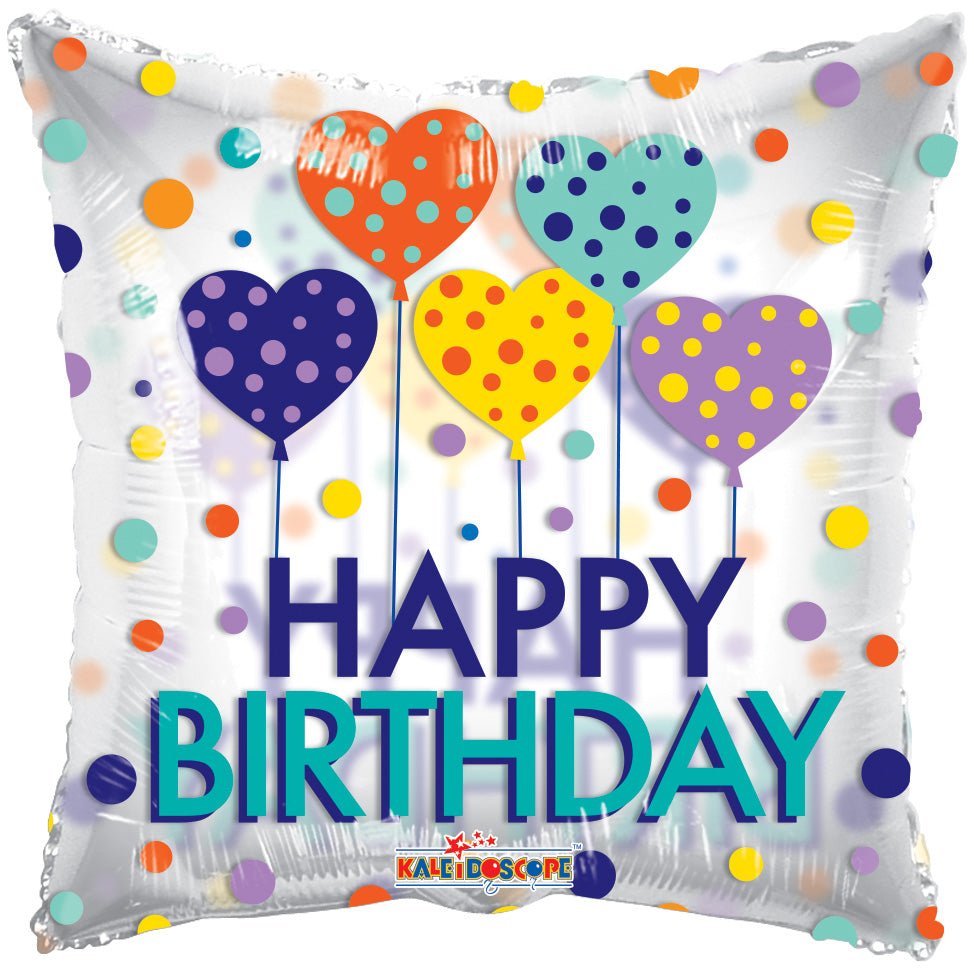18" Happy Birthday Balloon Hearts (100ct) - Conver USA