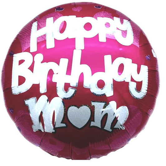 18" Happy Birthday Mom - Hearts Print - 20ct - Party America