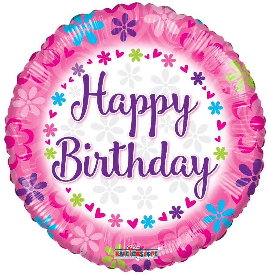 18" Happy Birthday Pink with Flower (100ct) - Conver USA
