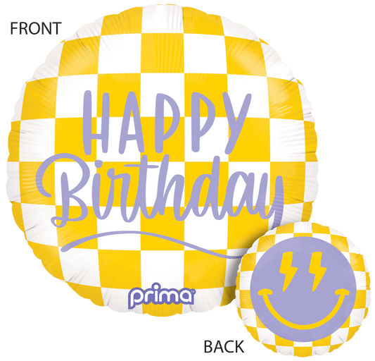 18" Happy Face Checker Birthday