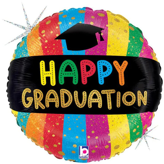 18" Happy Graduation Colorful - Betallic
