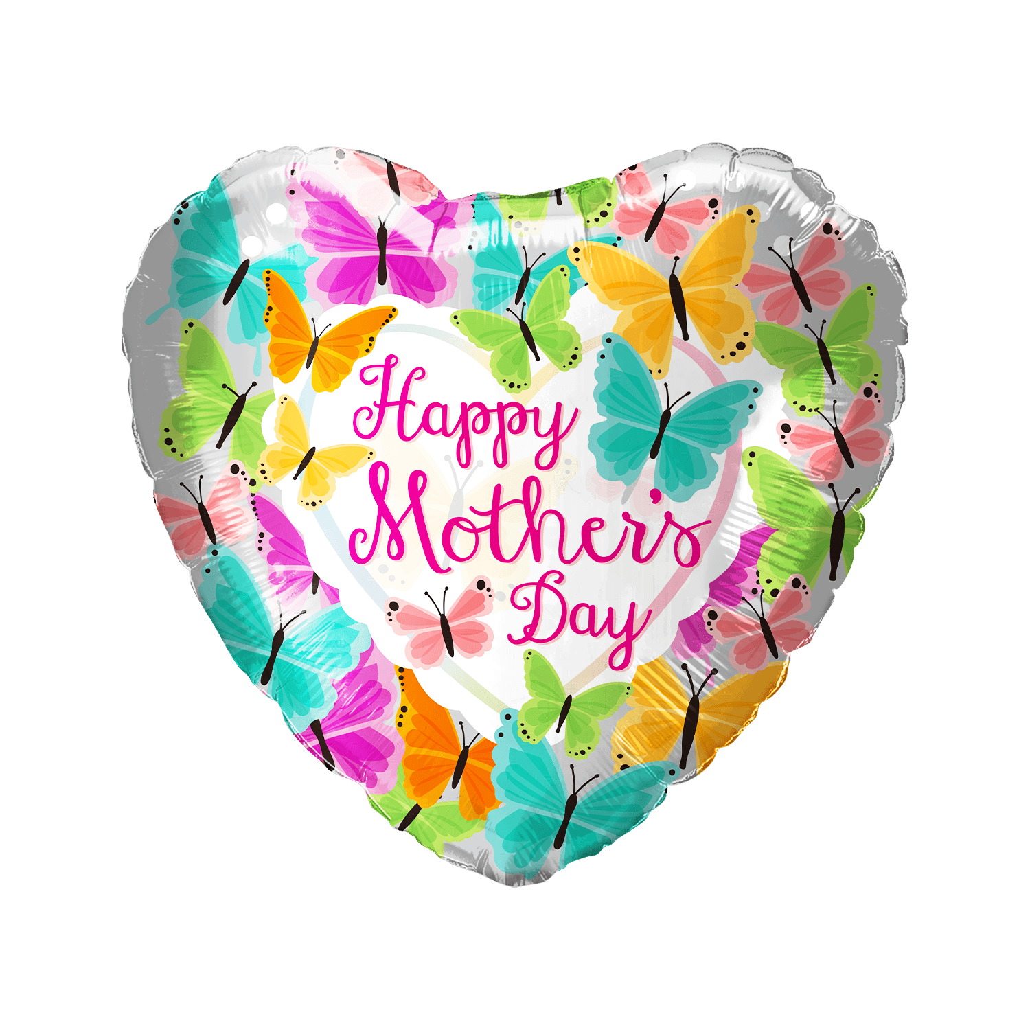 18" Happy Mother's Day Colorful Butterflies Heart - 50ct - Party America