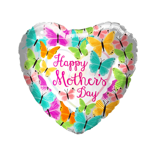 18" Happy Mother's Day Colorful Butterflies Heart - 50ct - Party America