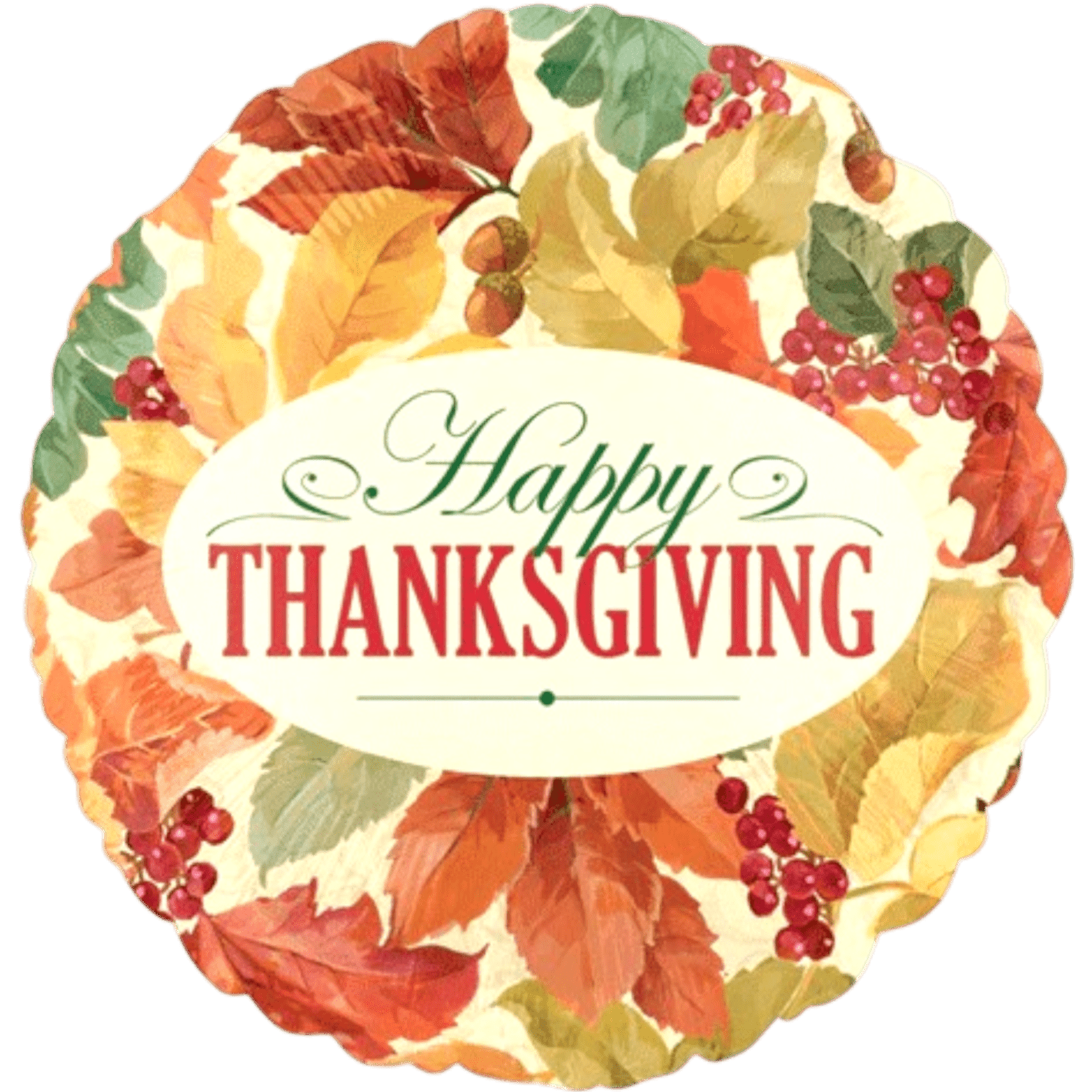 18" Happy Thanksgiving - Elegant Leaves