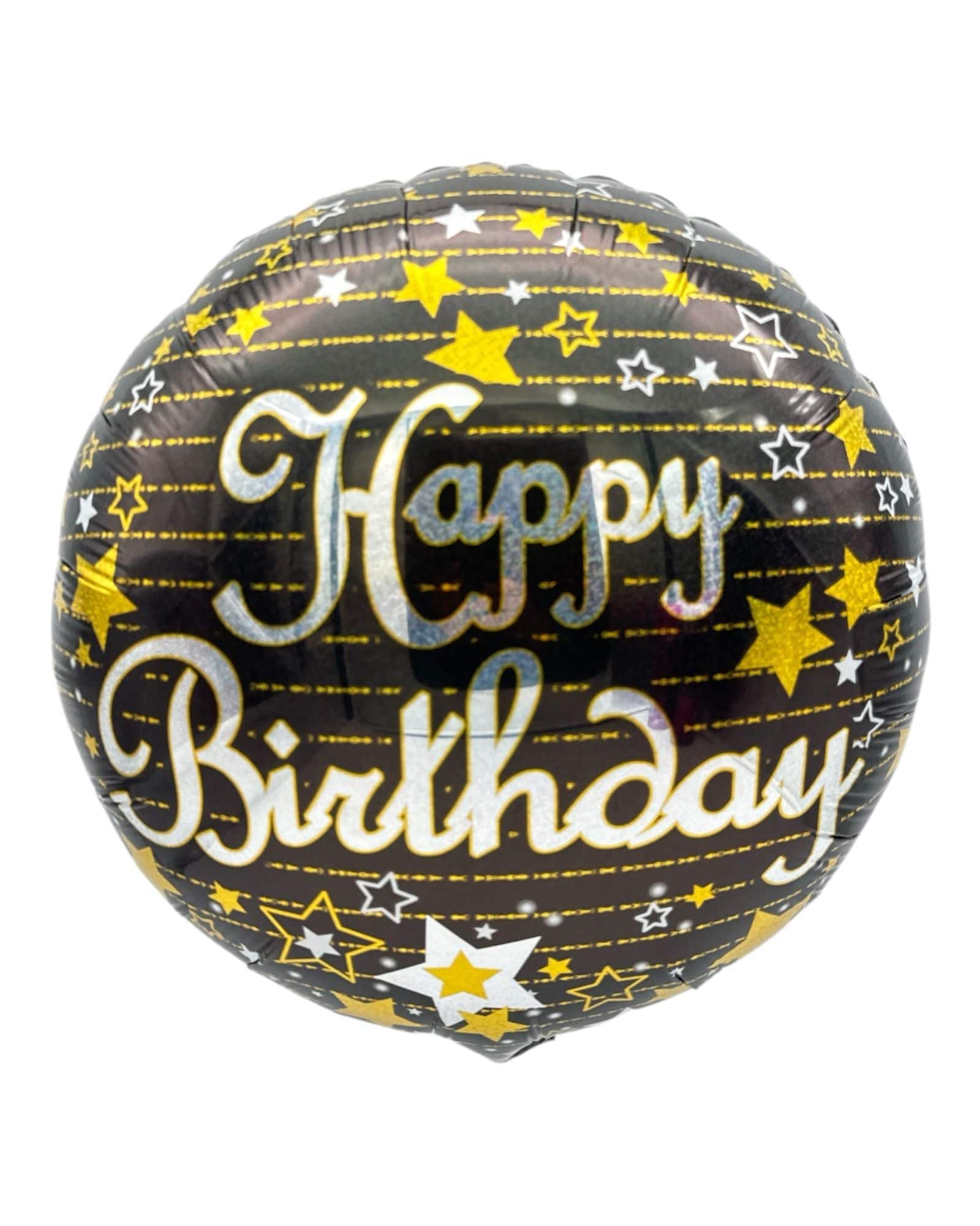 18" Happy Birthday - Black with Gold Stars - 20ct - Party America