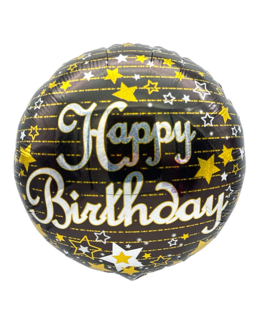 18" Happy Birthday - Black with Gold Stars - 20ct - Party America