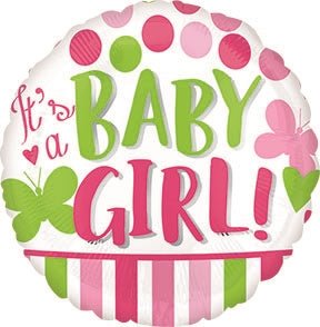 18" It's a Girl Pink & Green (10ct)