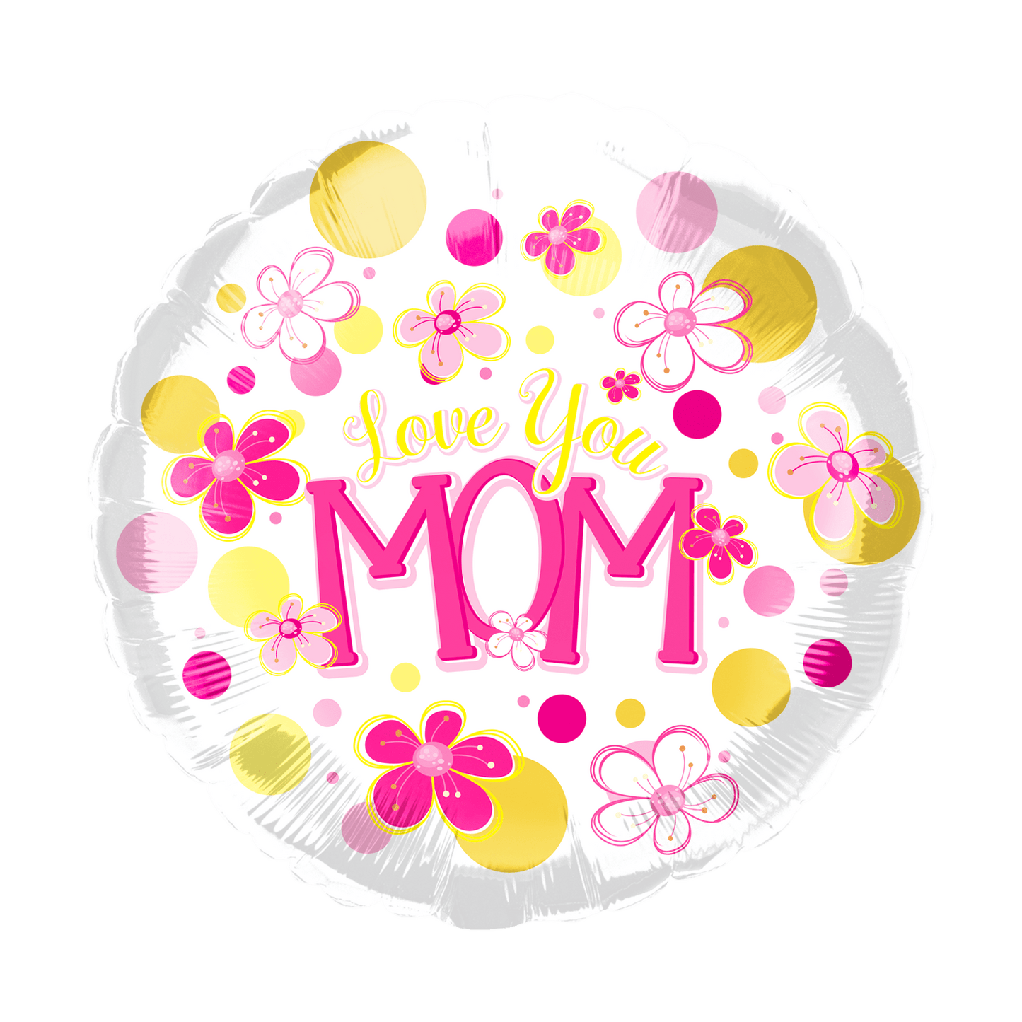 18" Love You Mom Flowers and Dots - 50ct - Party America