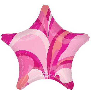 18" Marble Star Balloon - Pink