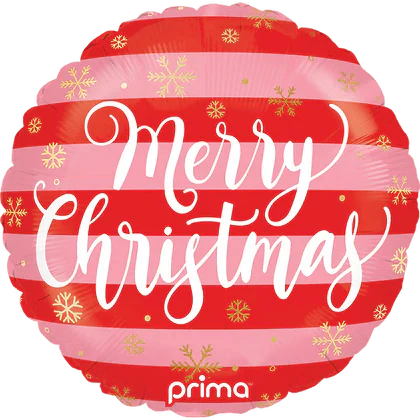 18" Merry Christmas Pink & Red Stripes