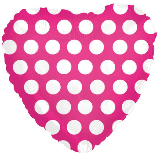 18" Pink Heart with Polka Dots