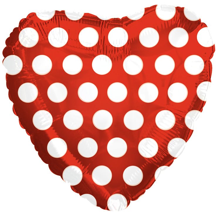 18" Red Heart with Polka Dots