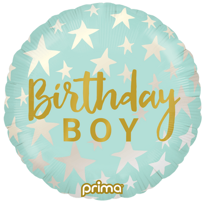 18” Round Birthday Boy Stars