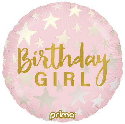 18” Round Birthday Girl Stars