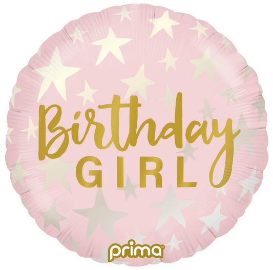 18” Round Birthday Girl Stars