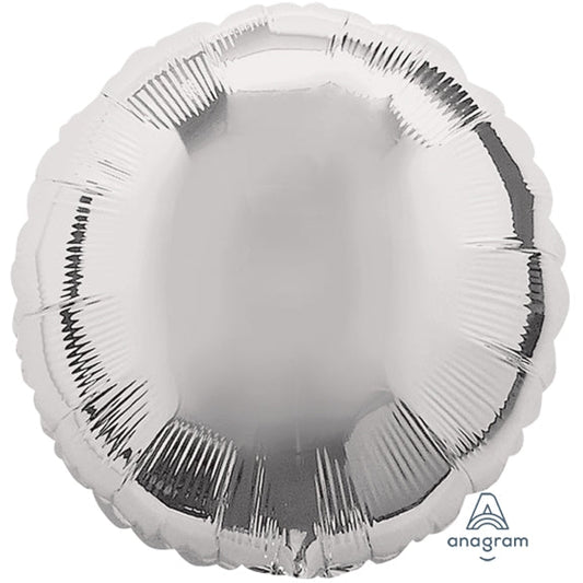 18" SILVER Round Shaped Foil Balloon - Pk of 25 - Anagram