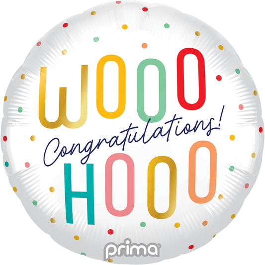 18" Woohoo Congratulations Colorful Dots