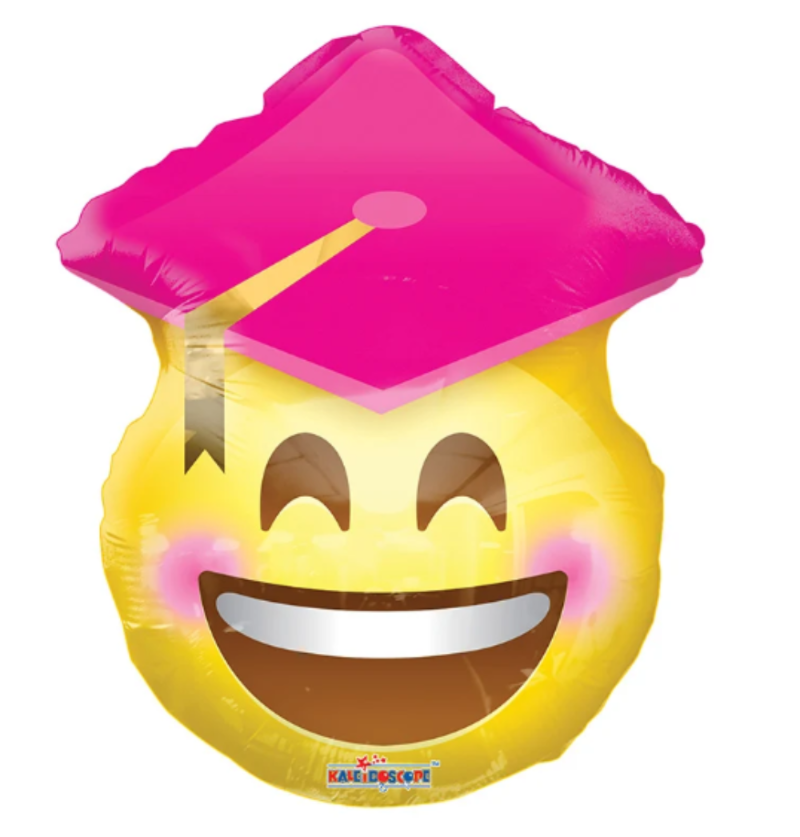 18" Graduation Happy Face - Pink Cap - Conver USA