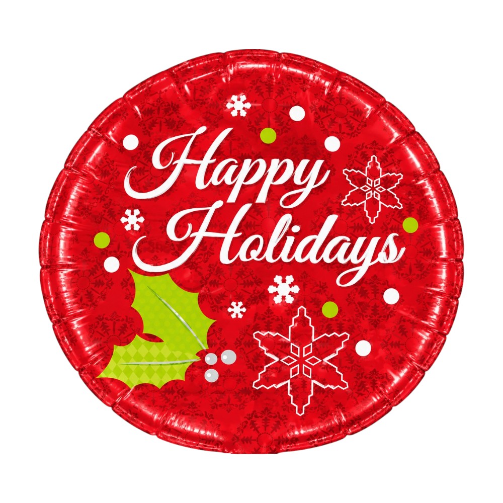 18" Happy Holidays Holly & Snowflakes