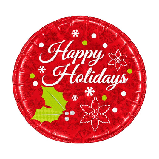 18" Happy Holidays Holly & Snowflakes