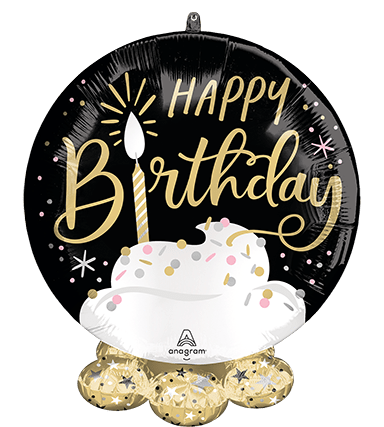 19" Frillz - Satin Black Silver Gold Birthday - Anagram