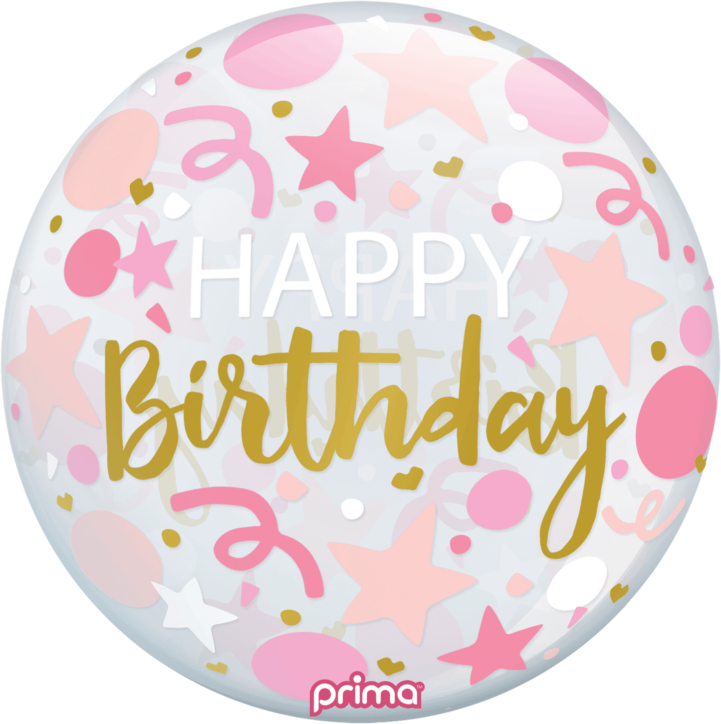 20" Pink Stars Happy Birthday Sphere