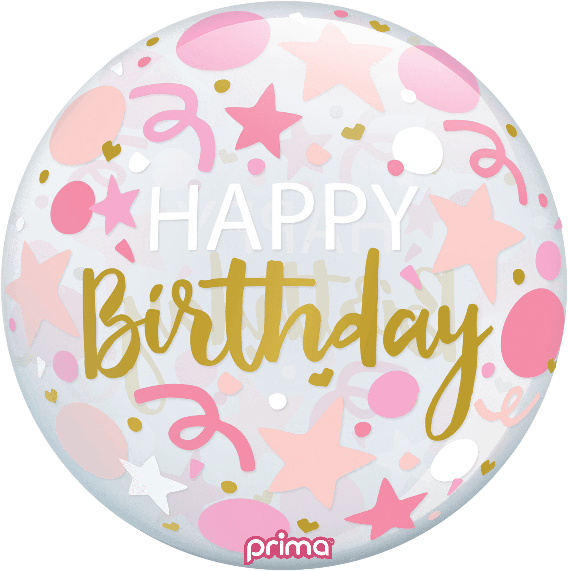 20" Pink Stars Happy Birthday Sphere